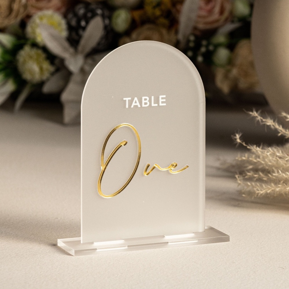 Elegant Gold and White Table Number Sign 10